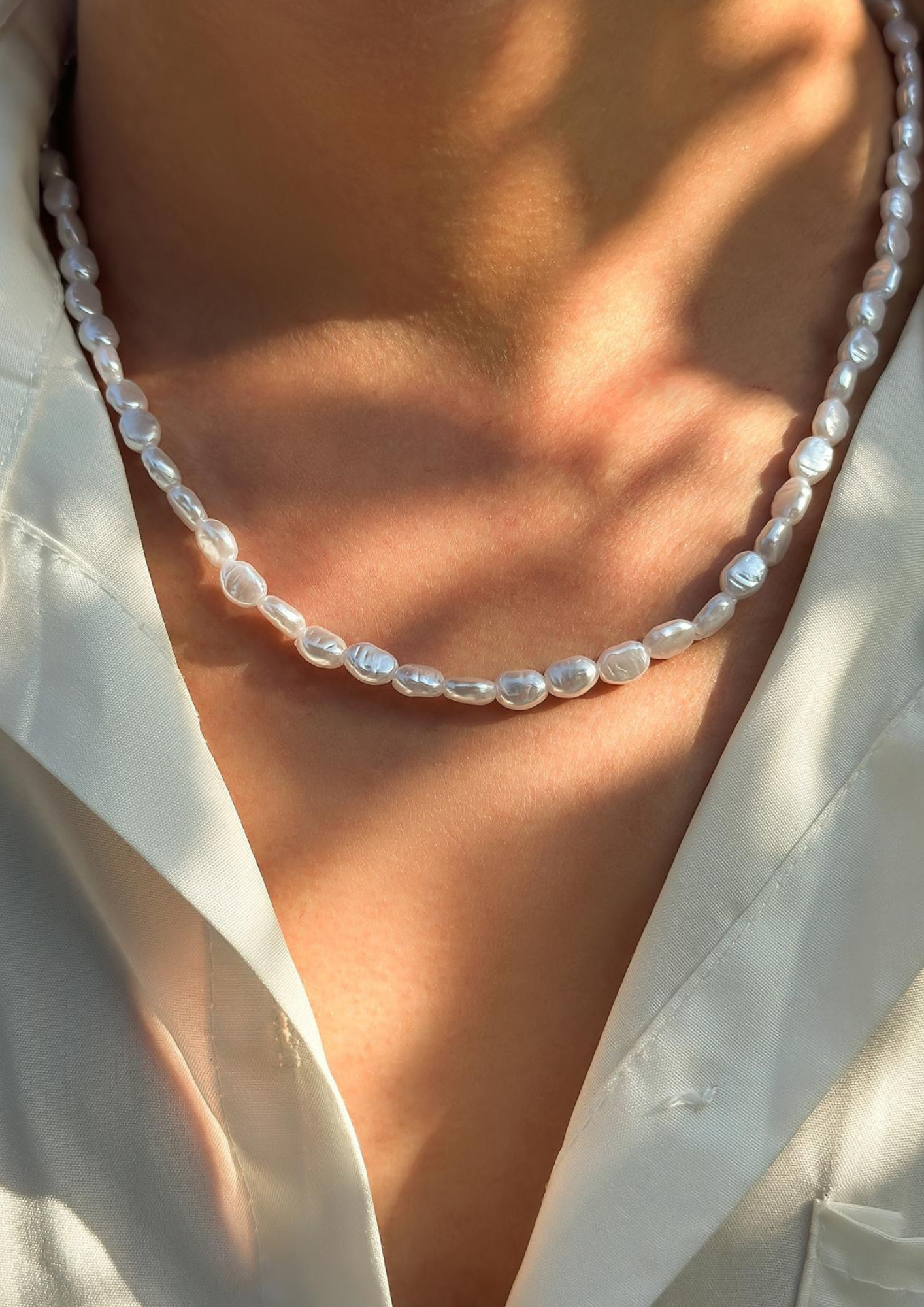 Collar de perlas de arroz